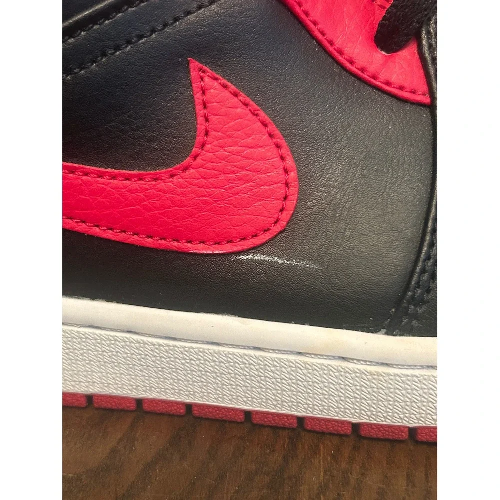 Nike Air Jordan 1 Mid Banned Bred 2020 Black Red 554724-074 Men's Size 14